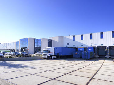 An exterior shot of the building and truck court at Prologis Utrecht DC1
